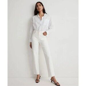 Madewell The Perfect Vintage Straight Leg High Rise Denim Jean Tile White
